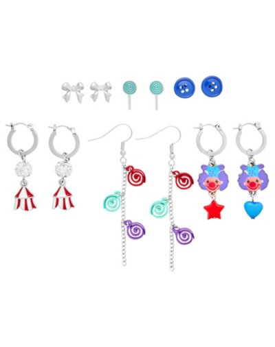 Multi-Pack Circus Tent Candy and Bow Earrings - 6 Pair