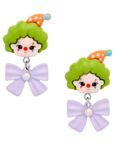 Clown Head with Bow Earrings