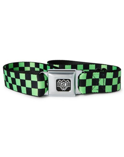 "Neon Green and Black Checkered Seatbelt Belt"