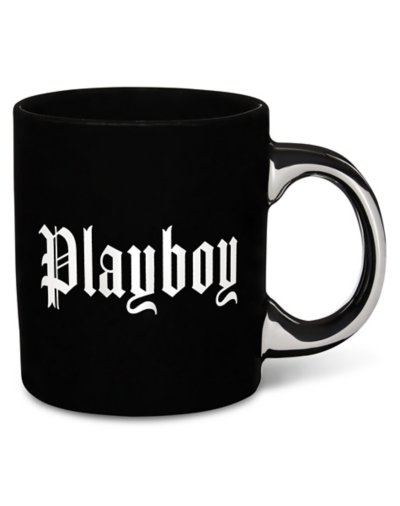 "Black Playboy Gothic Print Coffee Mug - 20 oz."