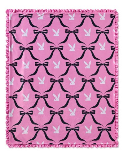 "Pink Playboy Coquette Rabbit Head Fleece Blanket"