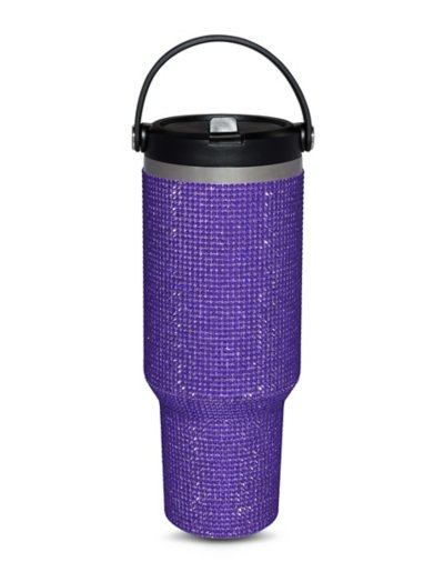 "Purple Rhinestone Top Handle Travel Tumbler - 40 oz."