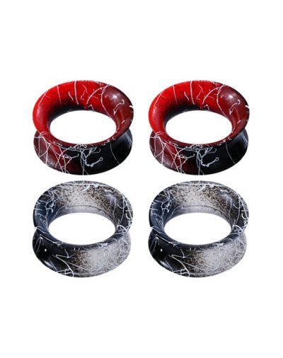 "Multi-Pack Silicone Red and Black Splatter Tunnels - 2 Pair"