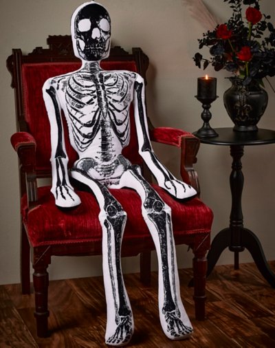 "5 Ft White and Black Large Skeleton Plush"