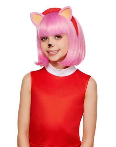 Kids Amy Rose Wig with Ears - Sonic the Hedgehog