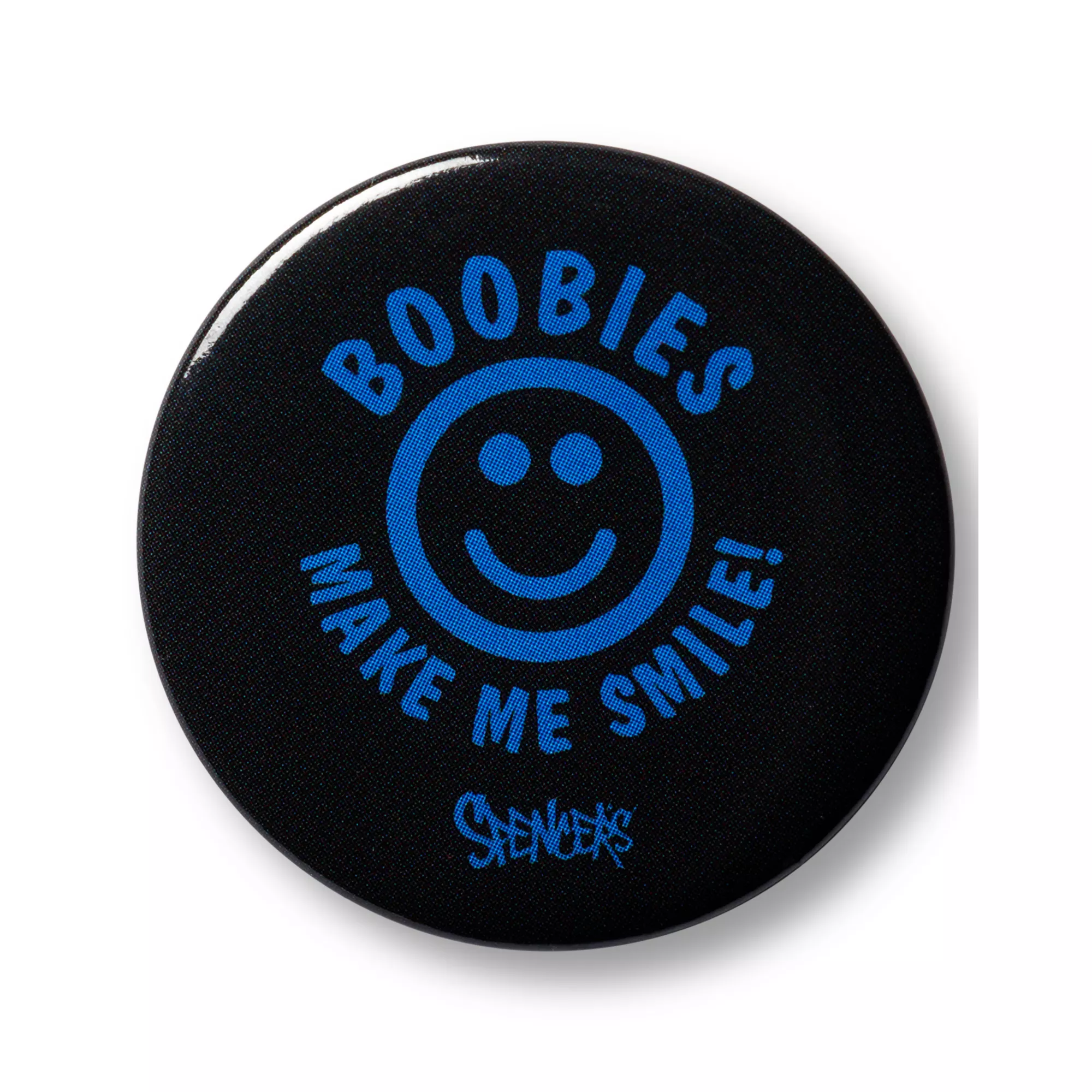Boobies Make Me Smile Button at Spencer's