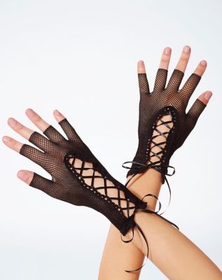 Lace Up Fishnet Gloves by Spencer's