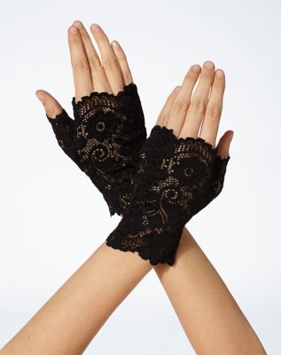 Short Black Lace Gloves by Spencer's