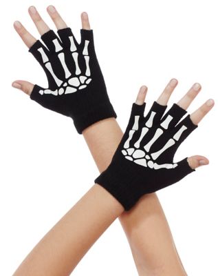 Skeleton Fingerless Gloves by Spencer's