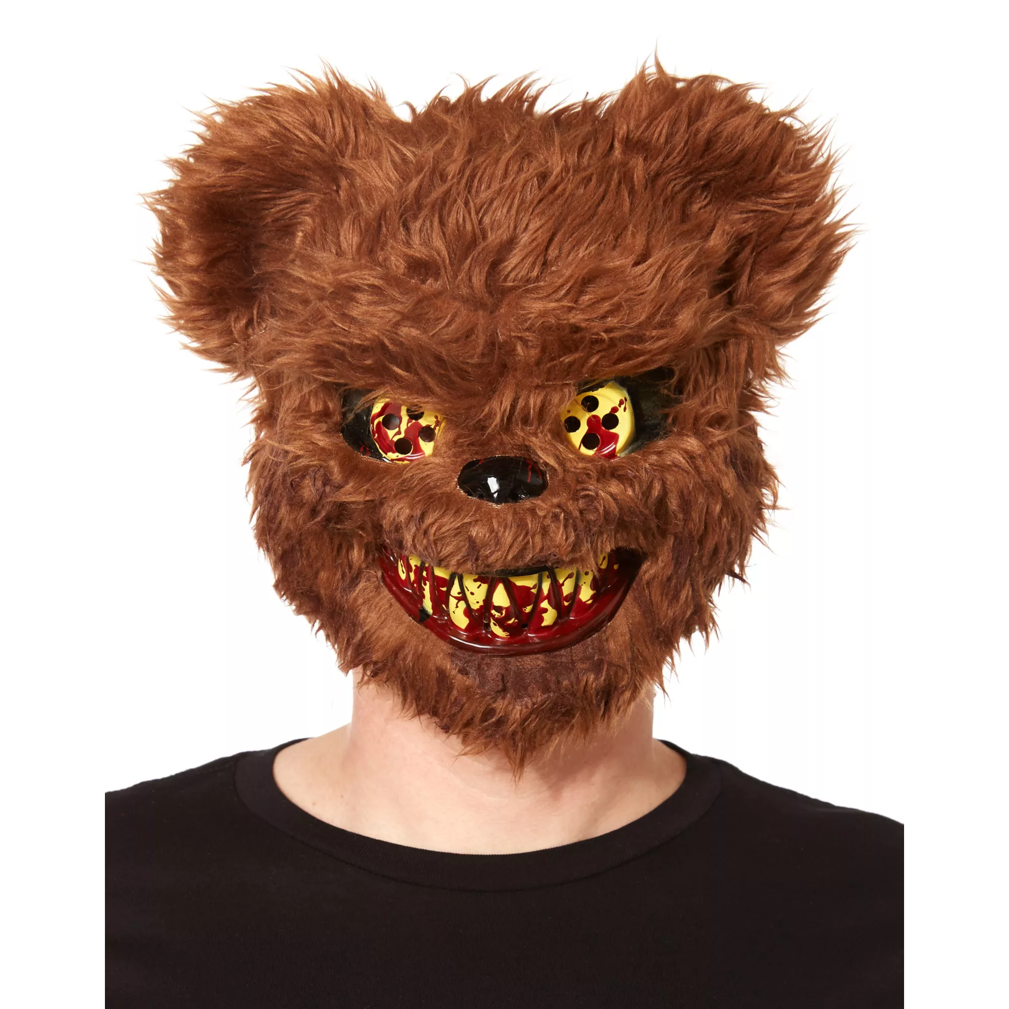 Brown Scary Teddy Bear Half Mask at Spencer's
