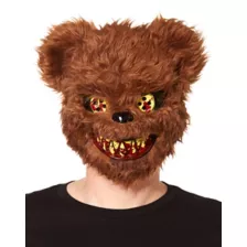 Brown Scary Teddy Bear Half Mask at Spencer's