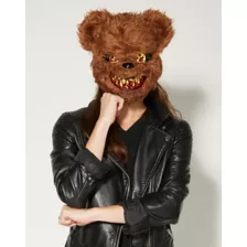 Brown Scary Teddy Bear Half Mask at Spencer's