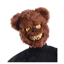 Brown Scary Teddy Bear Half Mask at Spencer's