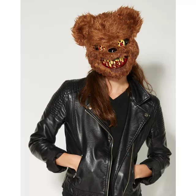 Brown Scary Teddy Bear Half Mask at Spencer's