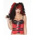 Red and Black Buckle Adult Corset at Spencer's