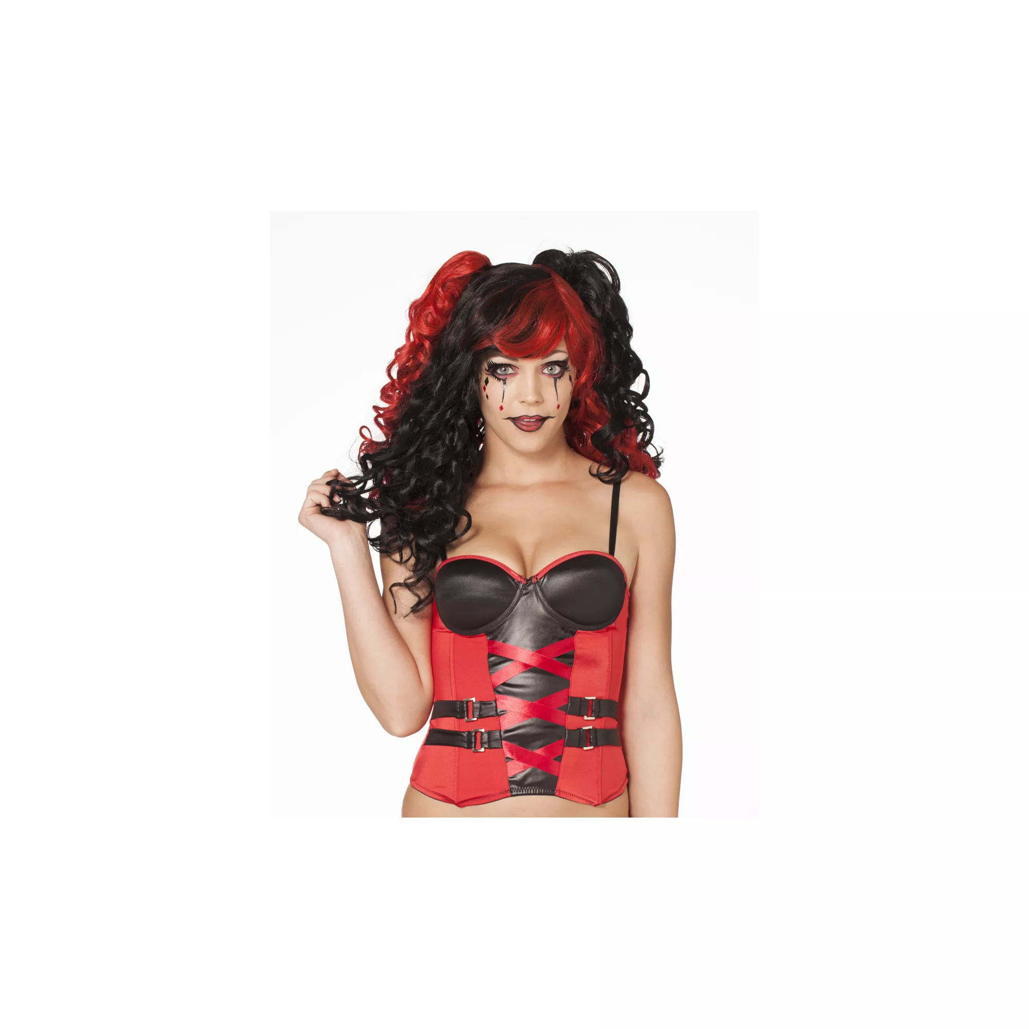 Red and Black Buckle Adult Corset at Spencer's