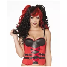 Red and Black Buckle Adult Corset at Spencer's