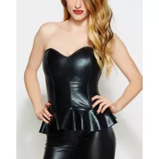 Faux Leather Peplum Bustier at Spencer's