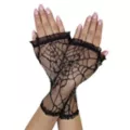 Black Fingerless Spider Web Gloves at Spencer's