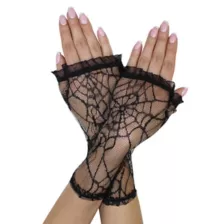 Black Fingerless Spider Web Gloves at Spencer's