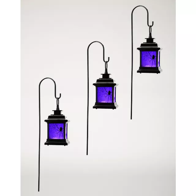 Purple LED Creepy Spider Lantern Pathway Markers - 3 Pack at Spirit Halloween