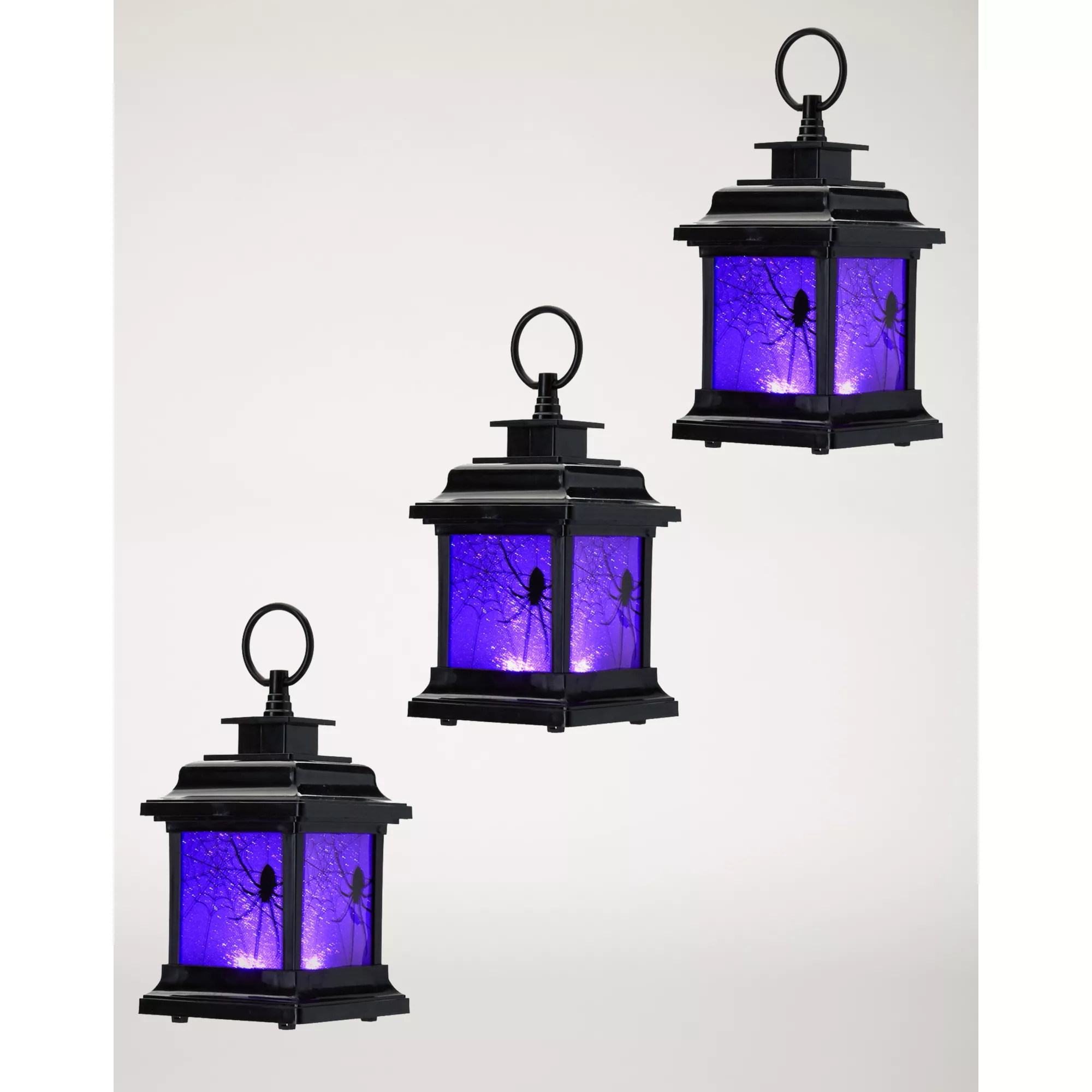 Purple LED Creepy Spider Lantern Pathway Markers - 3 Pack