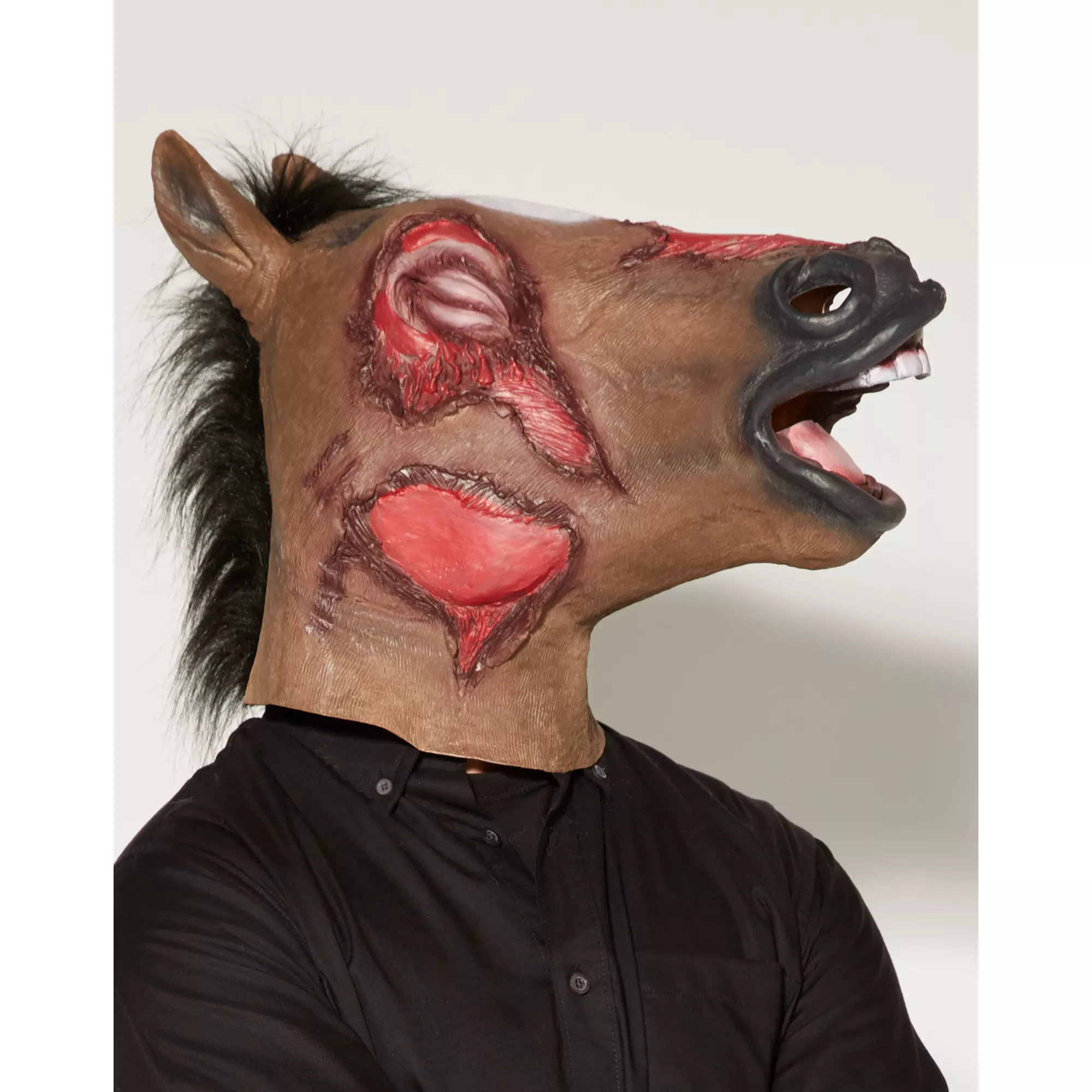 Zombie Horse Mask With Faux Fur at Spencer's