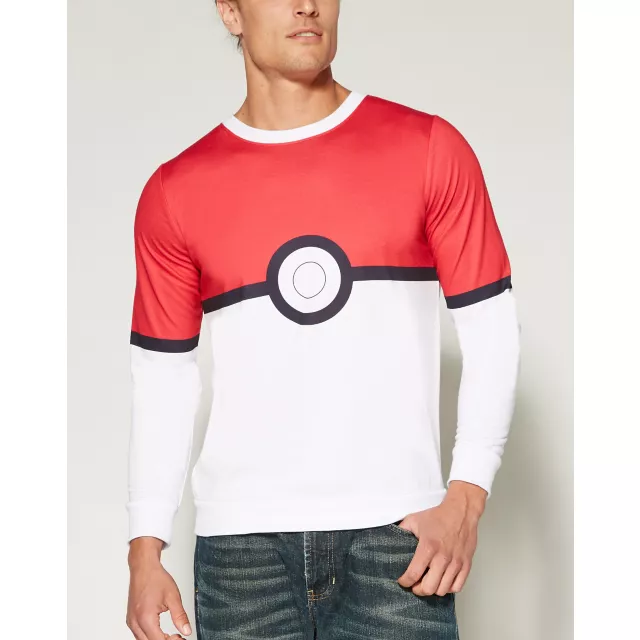 Adult Long Sleeve Pokeball  T Shirt at Spirit Halloween