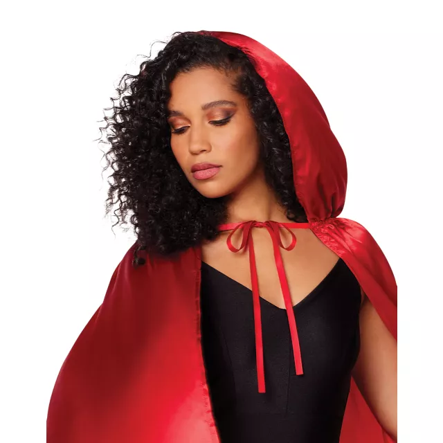 Adult Red Satin Hooded Cape at Spencer's