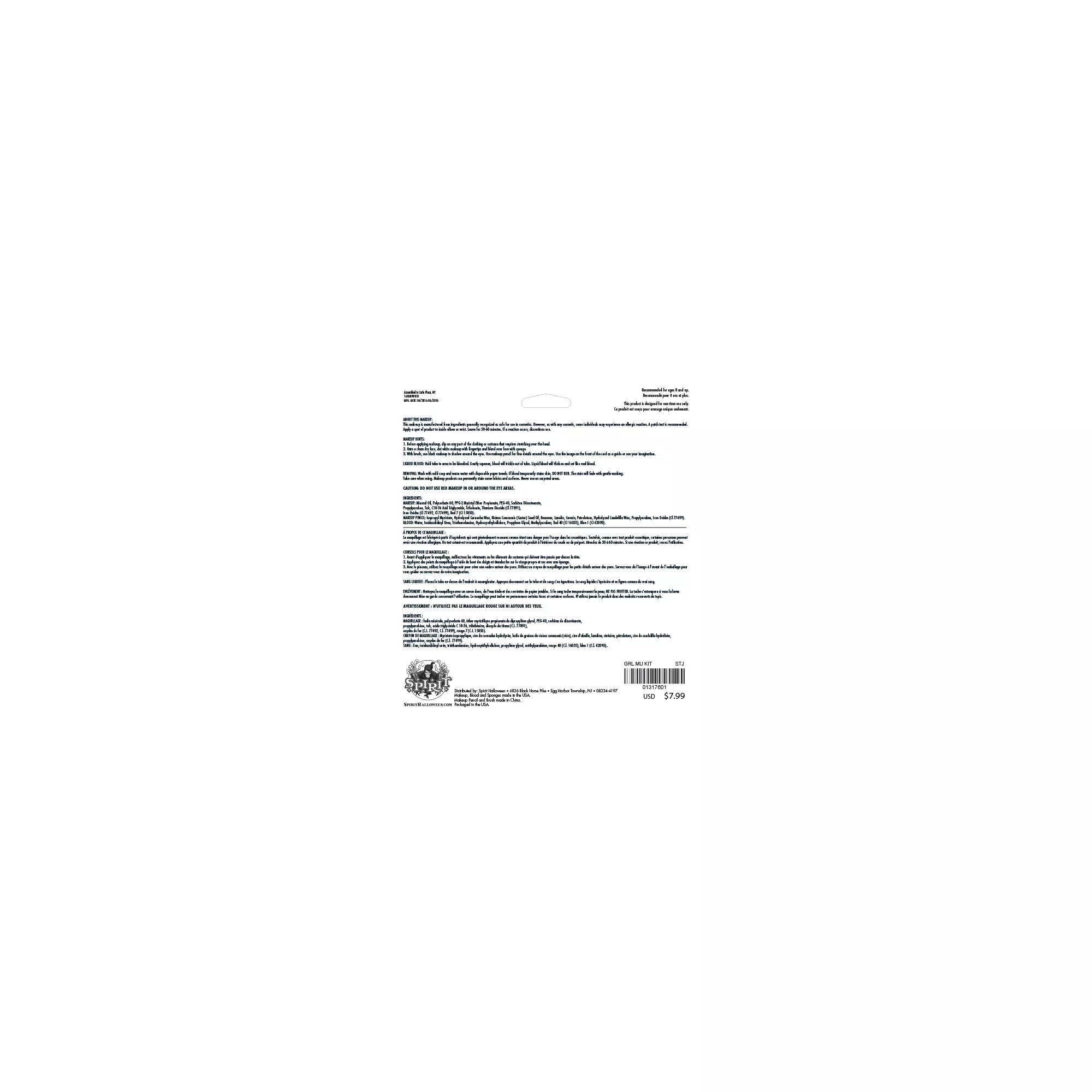 Killer Clown Makeup Kit at Spencer's