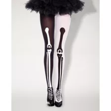 Black and White Skeleton Tights at Spencer's