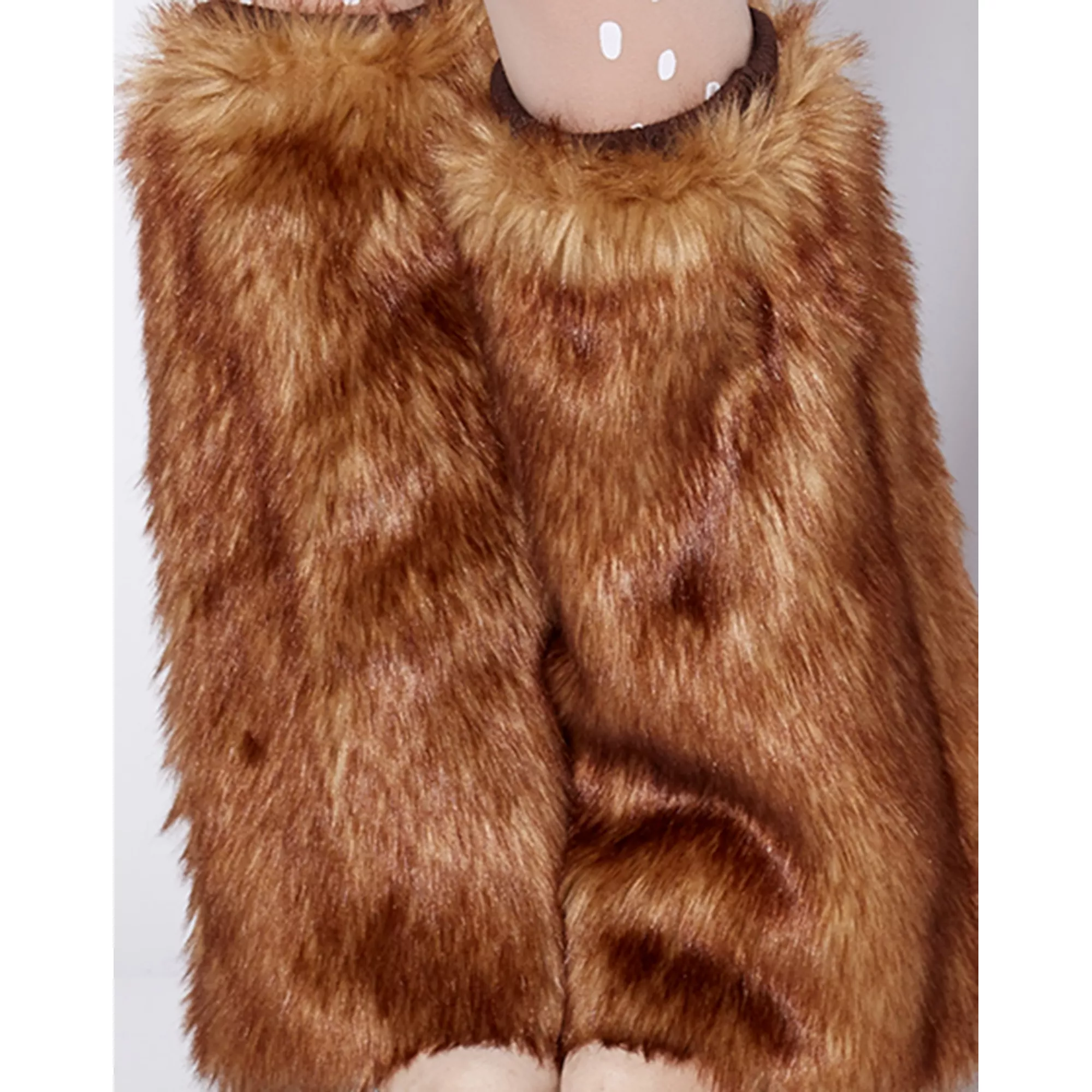 Brown Deer Faux Fur Leg Warmers