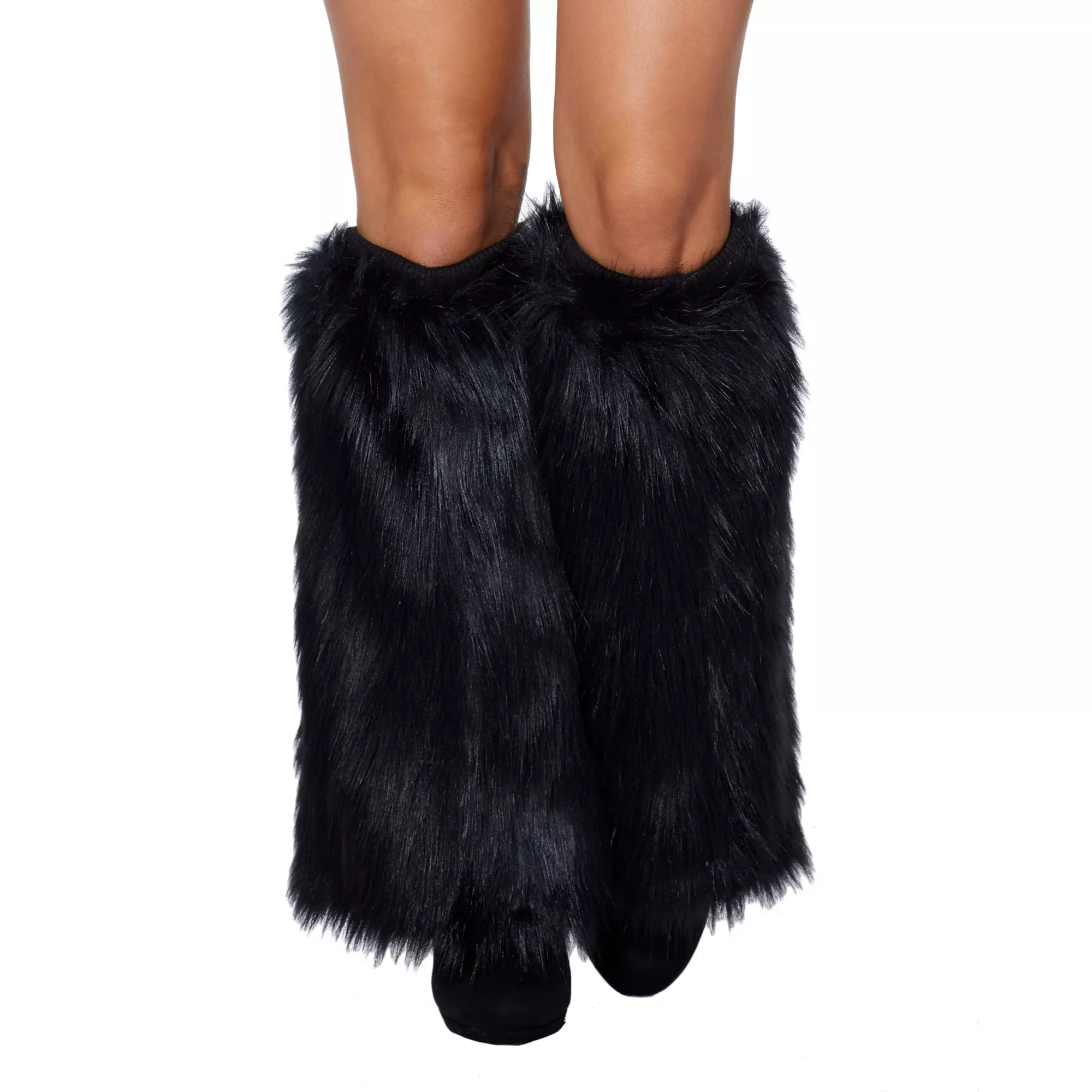 Black Cat Faux Fur Leg Warmers at Spencer's