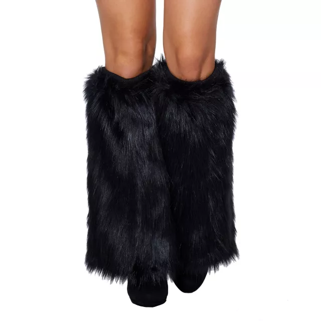 Black Cat Faux Fur Leg Warmers at Spencer's