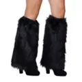 Black Cat Faux Fur Leg Warmers at Spencer's
