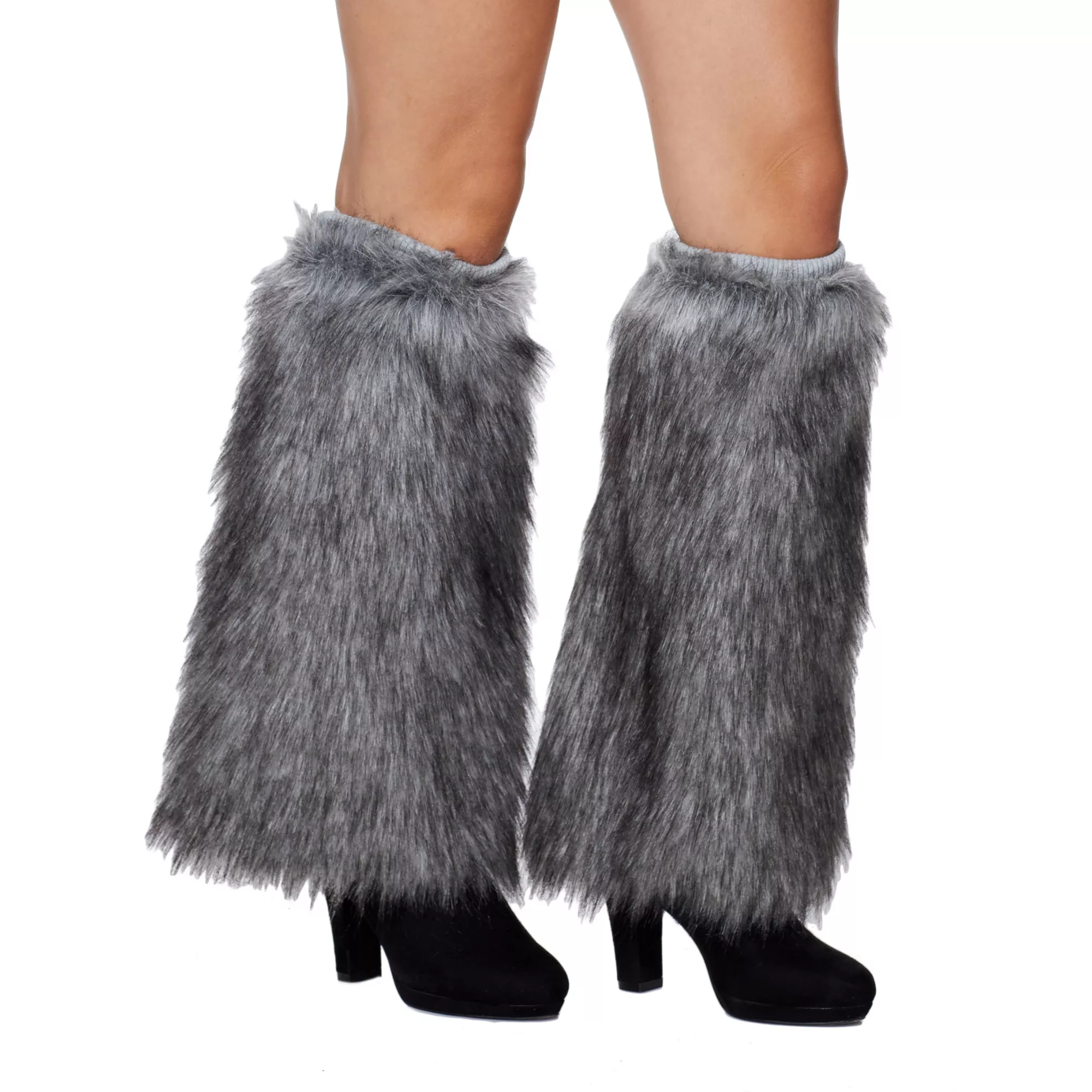 Grey Faux Fur Leg Warmers at Spencer's