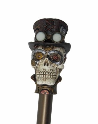 Steampunk Top Hat Skull Staff