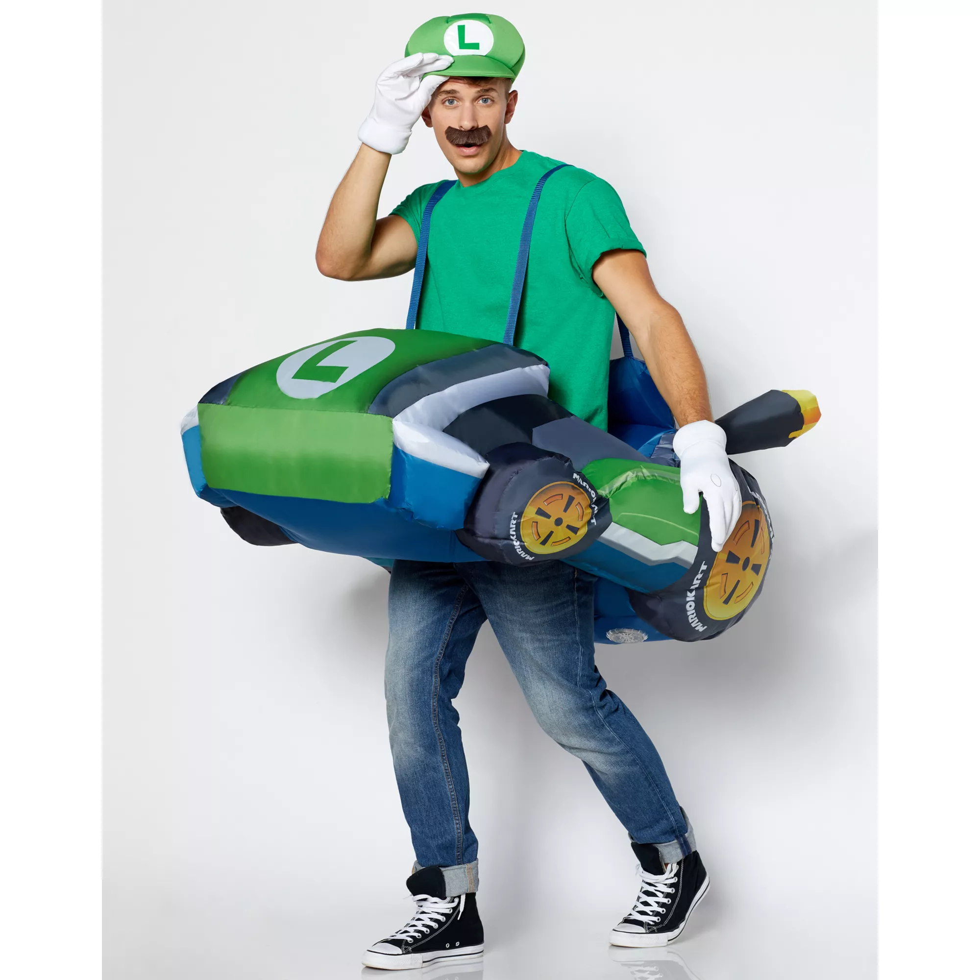 Adult Luigi Kart Inflatable Costume - Mario Kart at Spirit Halloween