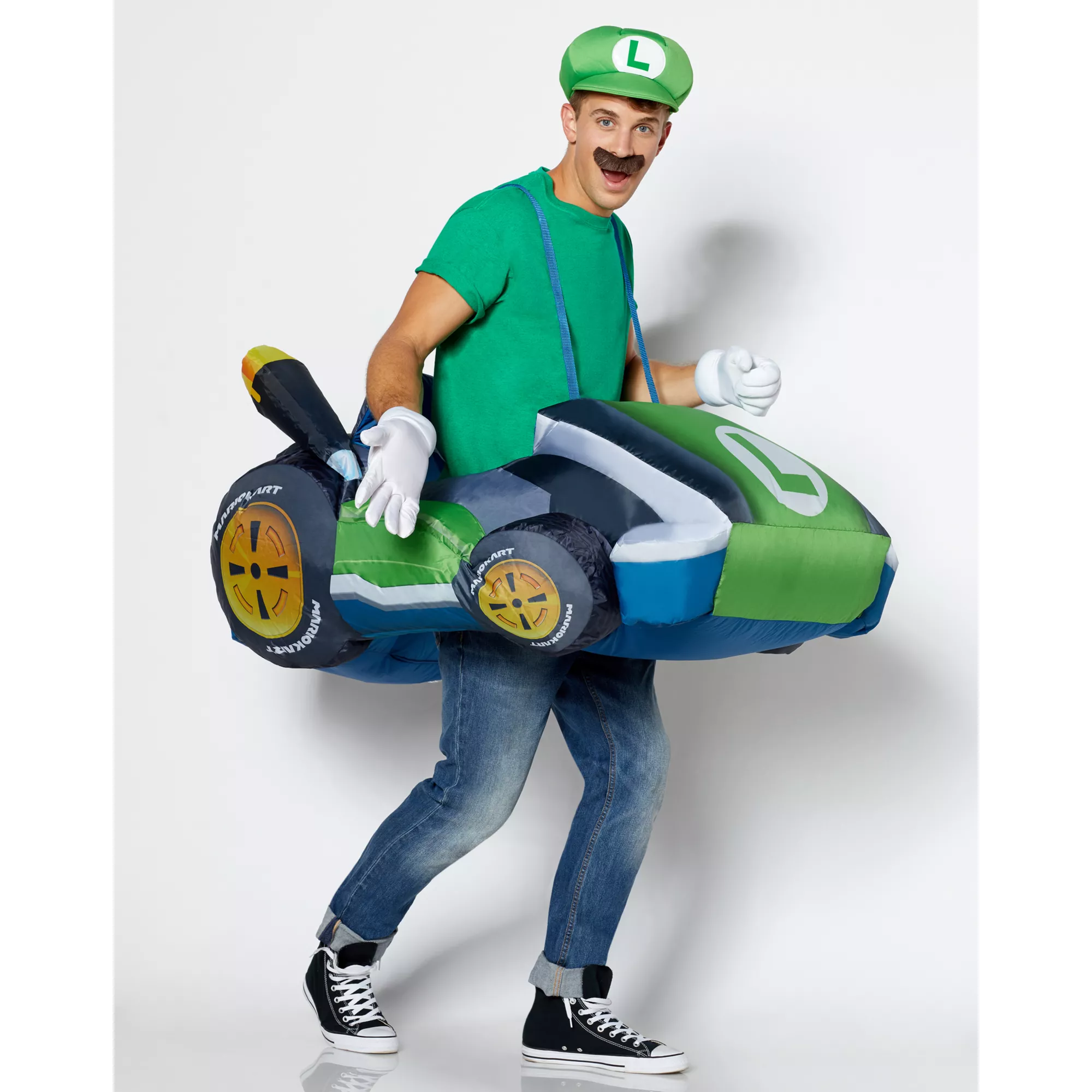 Adult Luigi Kart Inflatable Costume - Mario Kart at Spirit Halloween