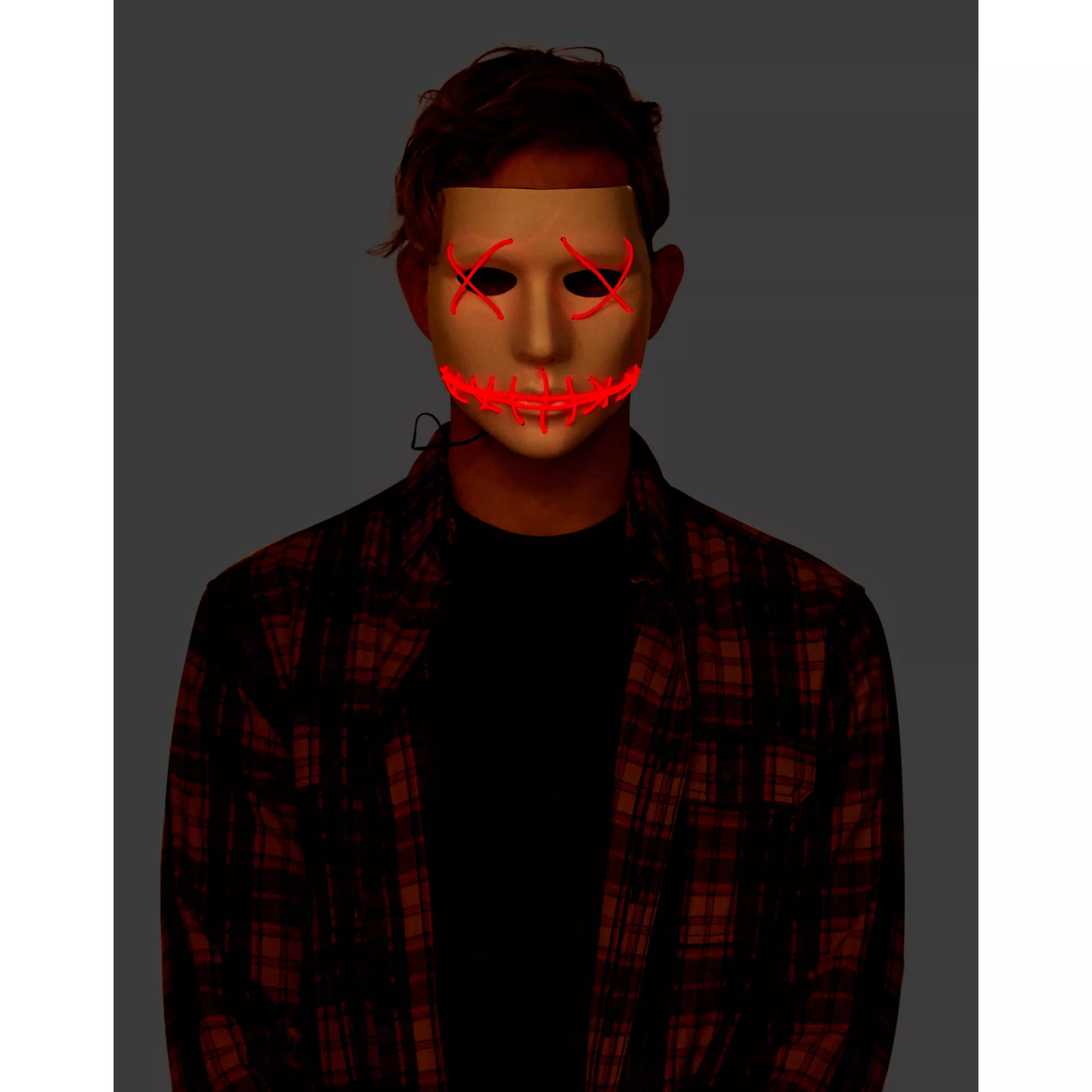 White and Red EL Wire Half Mask at Spencer's