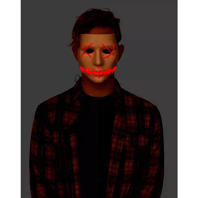 White and Red EL Wire Half Mask at Spencer's