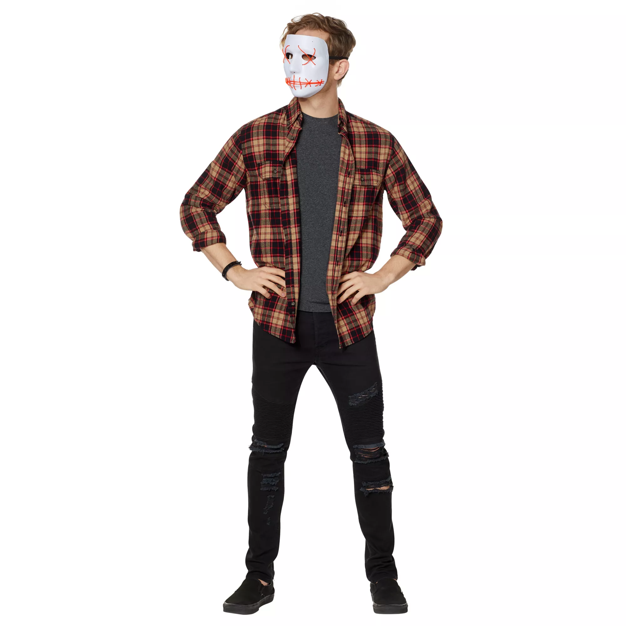 White and Red EL Wire Half Mask at Spencer's