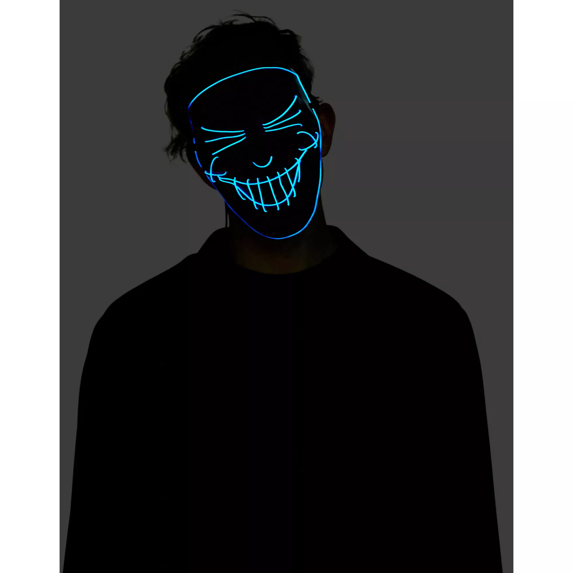 Black and Blue EL Wire Half Mask at Spencer's