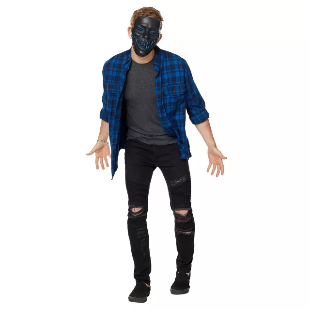 Black and Blue EL Wire Half Mask at Spencer's