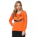 Cross Shoulder Pumpkin Sweatshirt at Spencer's