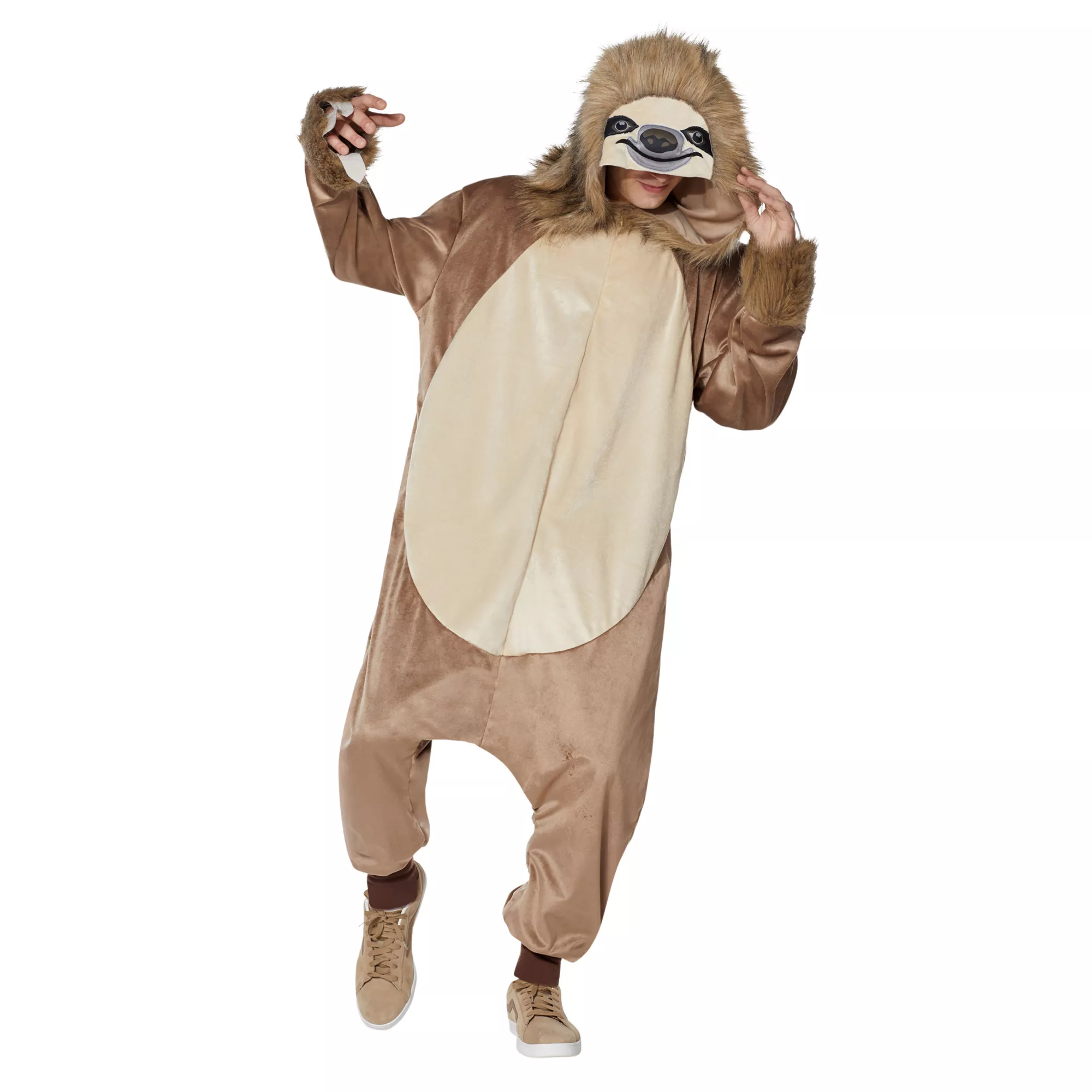 Adult Faux Fur Sloth Jumpsuit at Spencer's