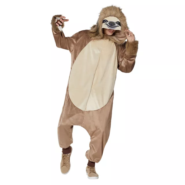Adult Faux Fur Sloth Jumpsuit at Spencer's