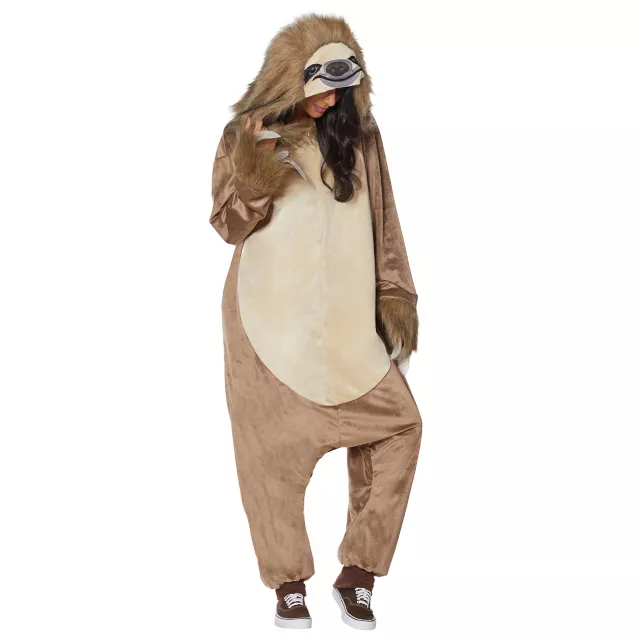 Adult Faux Fur Sloth Jumpsuit at Spencer's