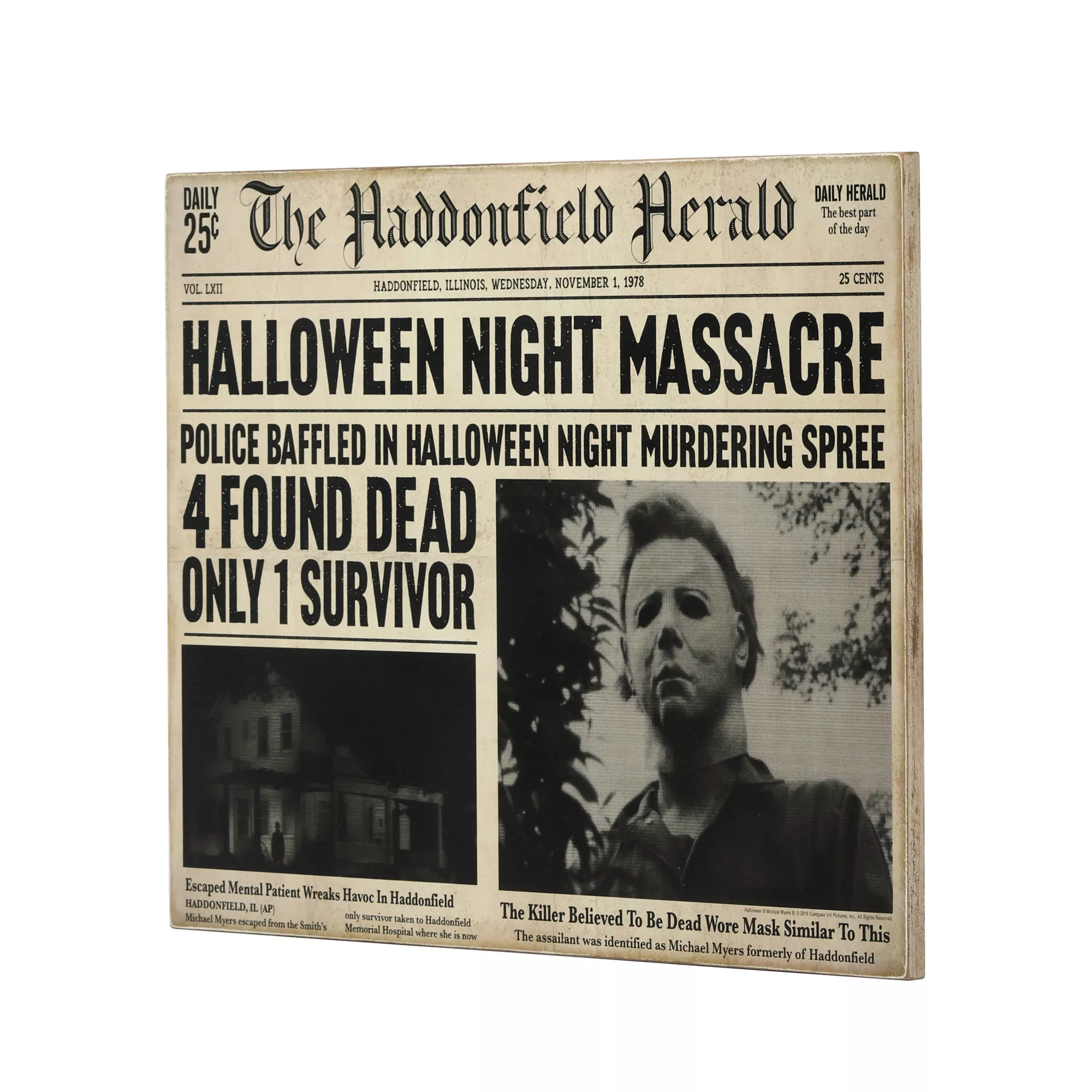 Michael Myers Haddonfield Herald Sign - Halloween at Spencer's