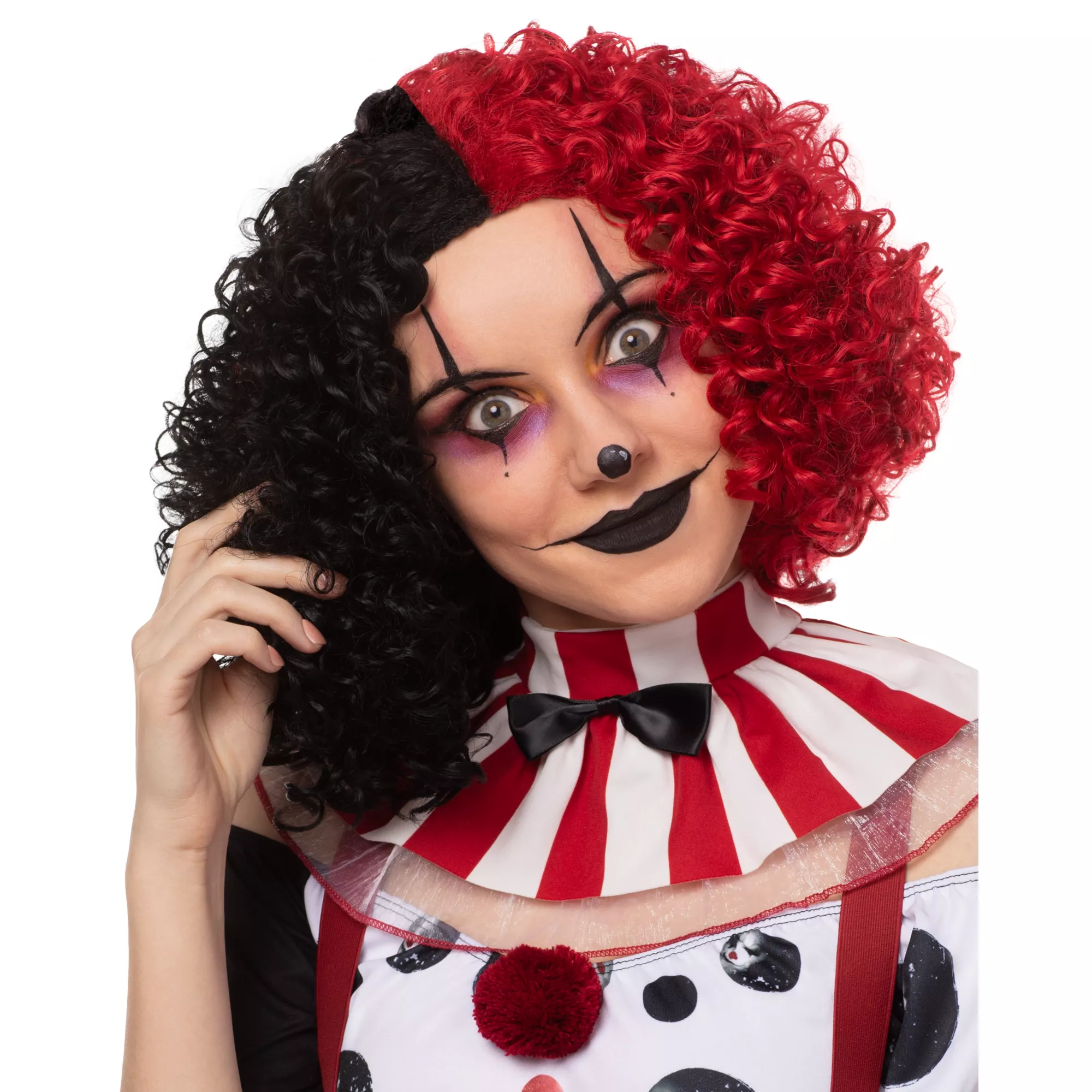 Red and Black Curly Wig